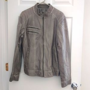 Guess Gray Vegan Leather Jacket Size M